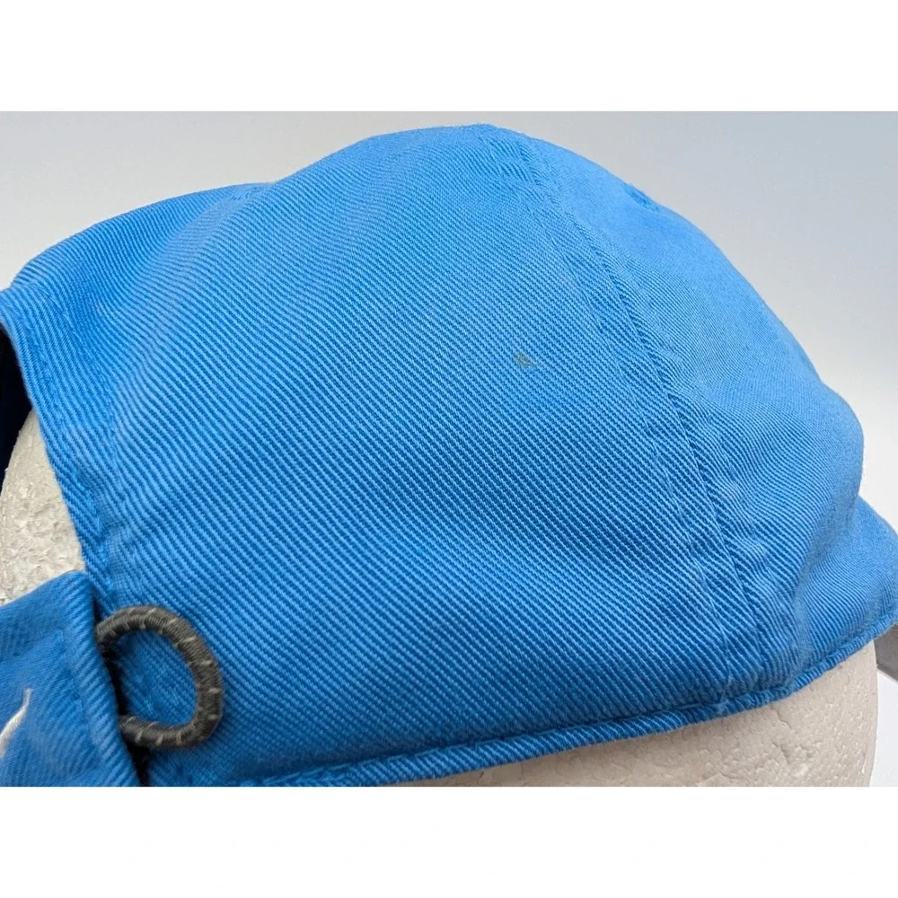 Nike FIT Blue Adjustable Baseball Hat Swoosh Logo Hook Loop Strap Mens Hat